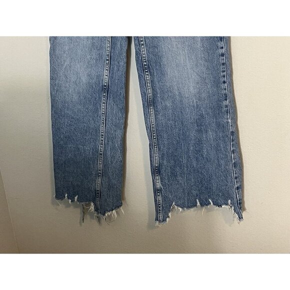 We The Free High Rise Straight Wide Leg Raw Hem Jeans Size 25 - Picture 3 of 12